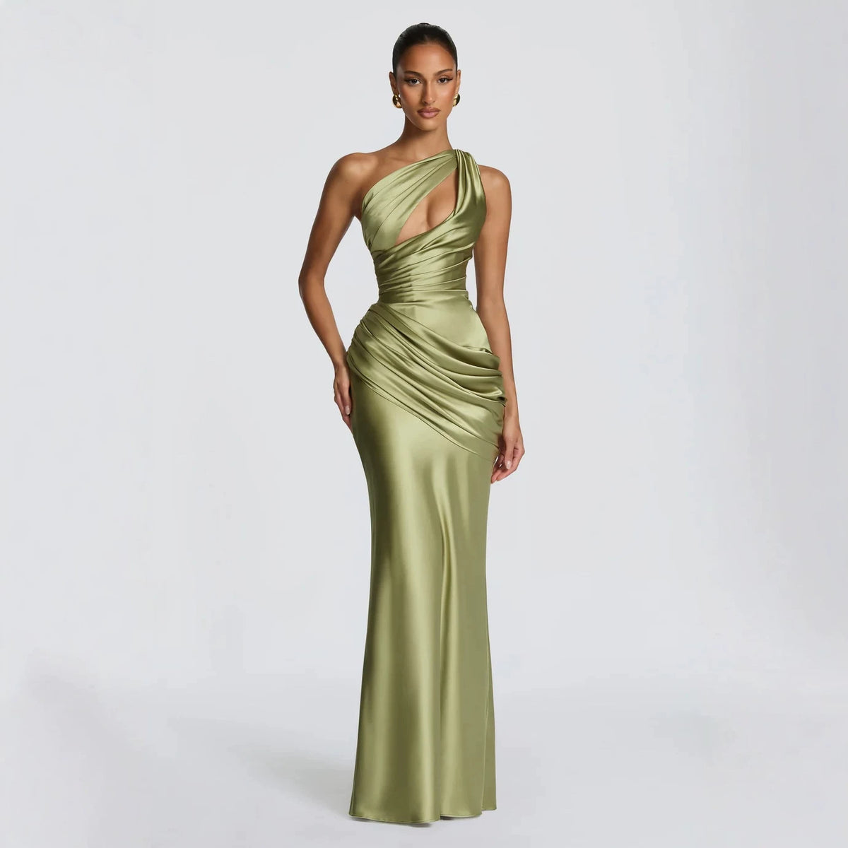 Satin Asymmetric Evening Gown